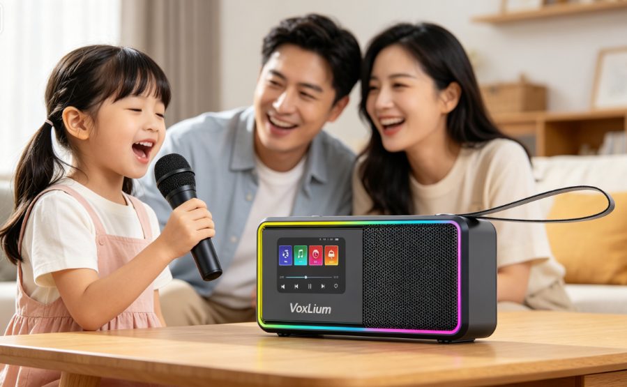 VoxLium karaoke lyrics speaker with wireless microphone