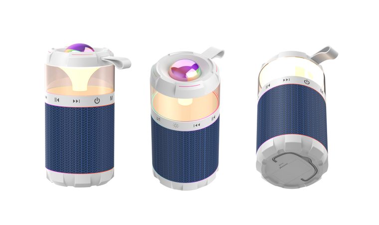 VoxLium lantern speaker pearl white three views